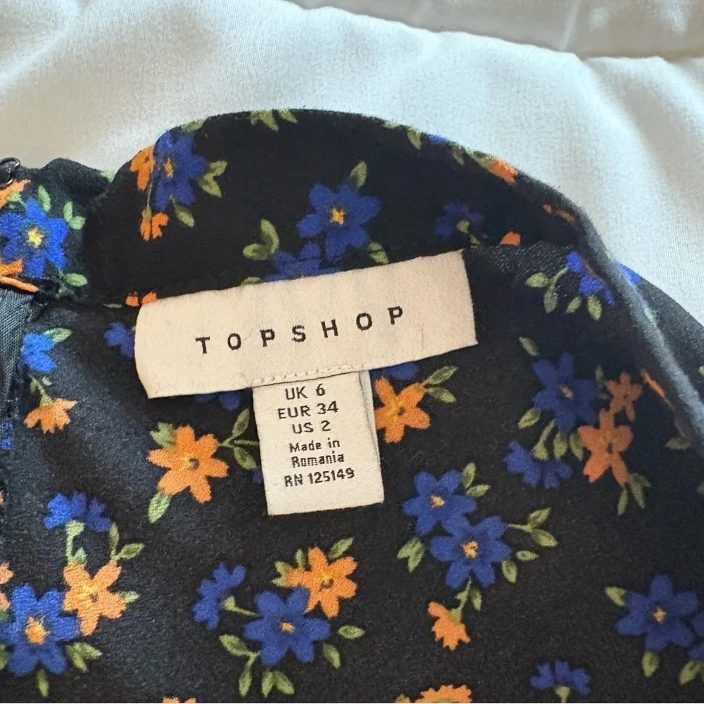 Topshop Women’s Black with Floral Print Midi Asymmetrical Skirt